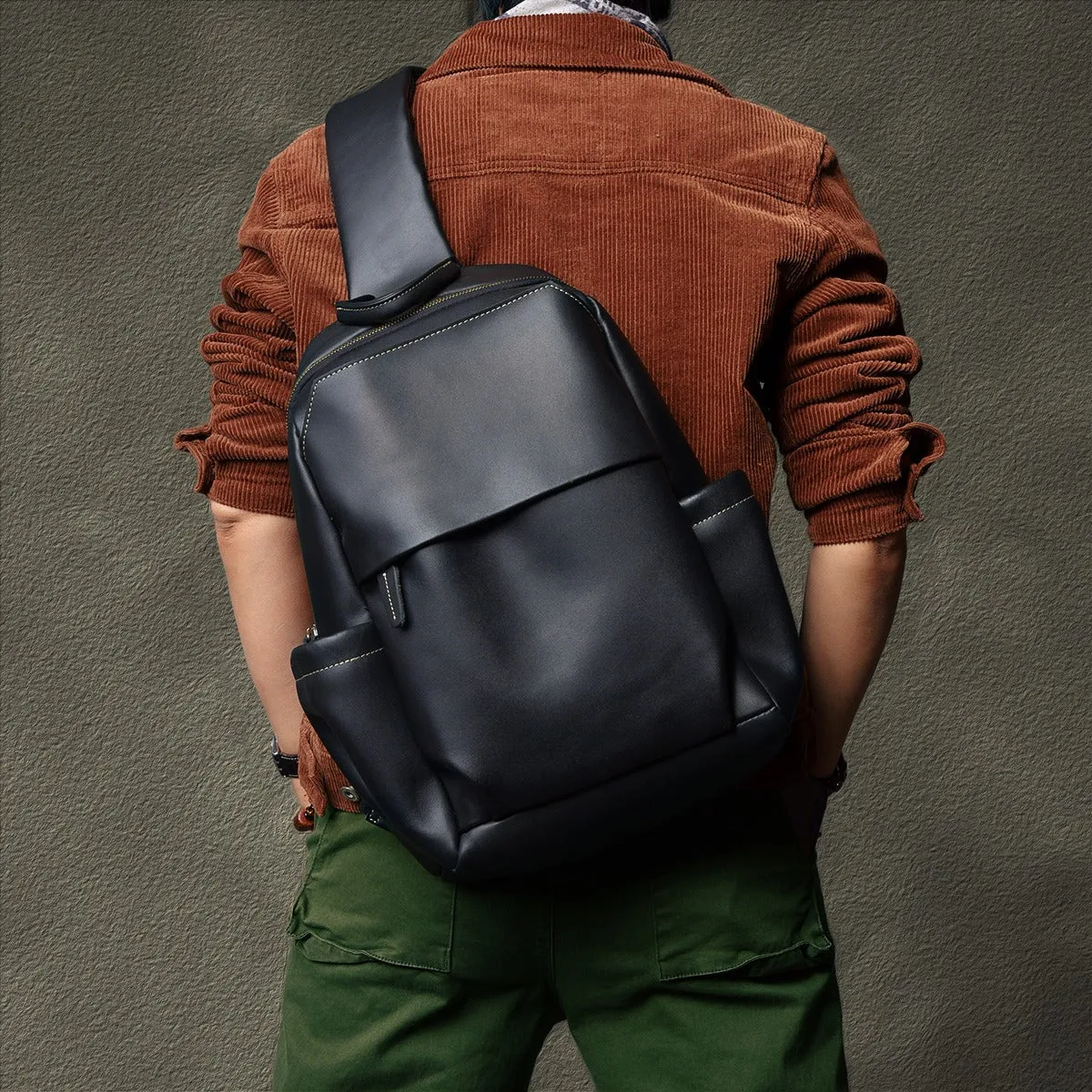 Large Sling Bag For Men Large Leather Mens Sling Bag Big Sling Backpack For Men