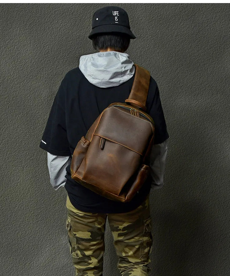 Large Sling Bag For Men Large Leather Mens Sling Bag Big Sling Backpack For Men