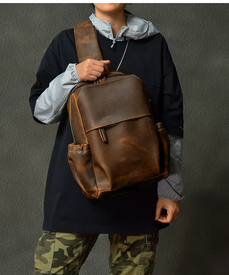 Large Sling Bag For Men Large Leather Mens Sling Bag Big Sling Backpack For Men