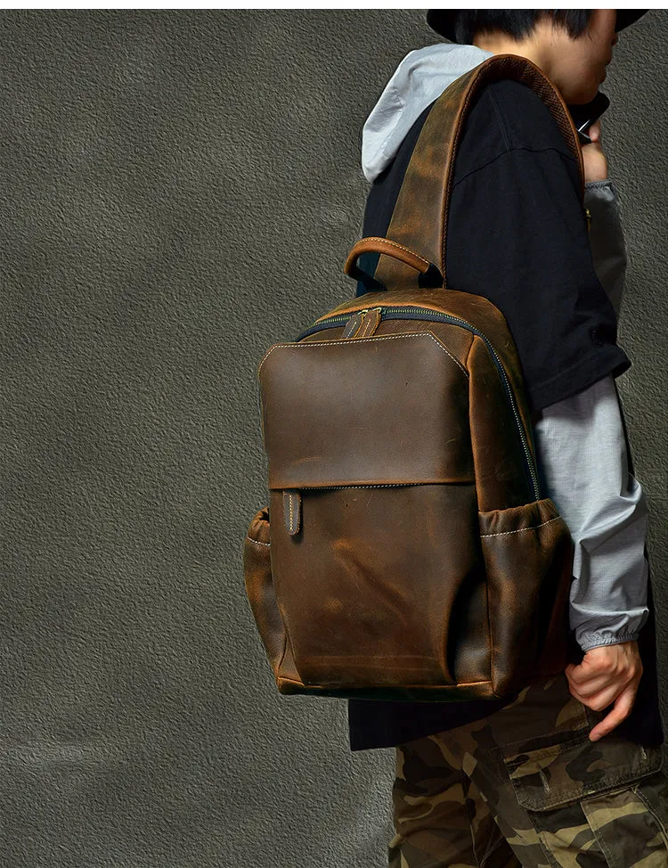 Large Sling Bag For Men Large Leather Mens Sling Bag Big Sling Backpack For Men