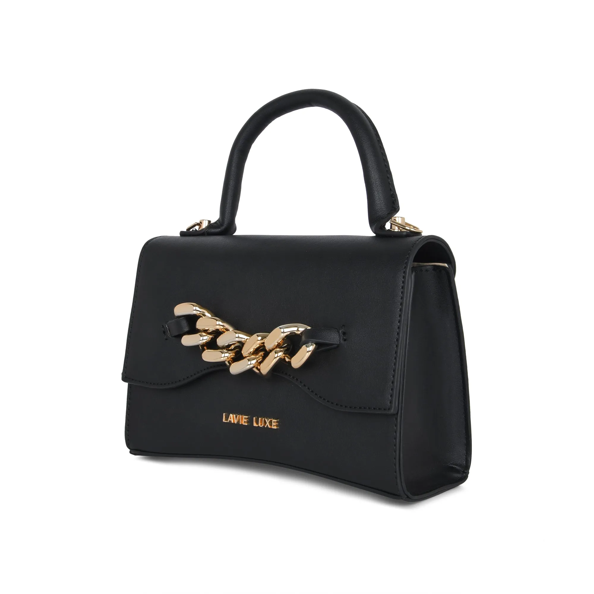Lavie Luxe Black Small Women's Chain Flap Sling Bag