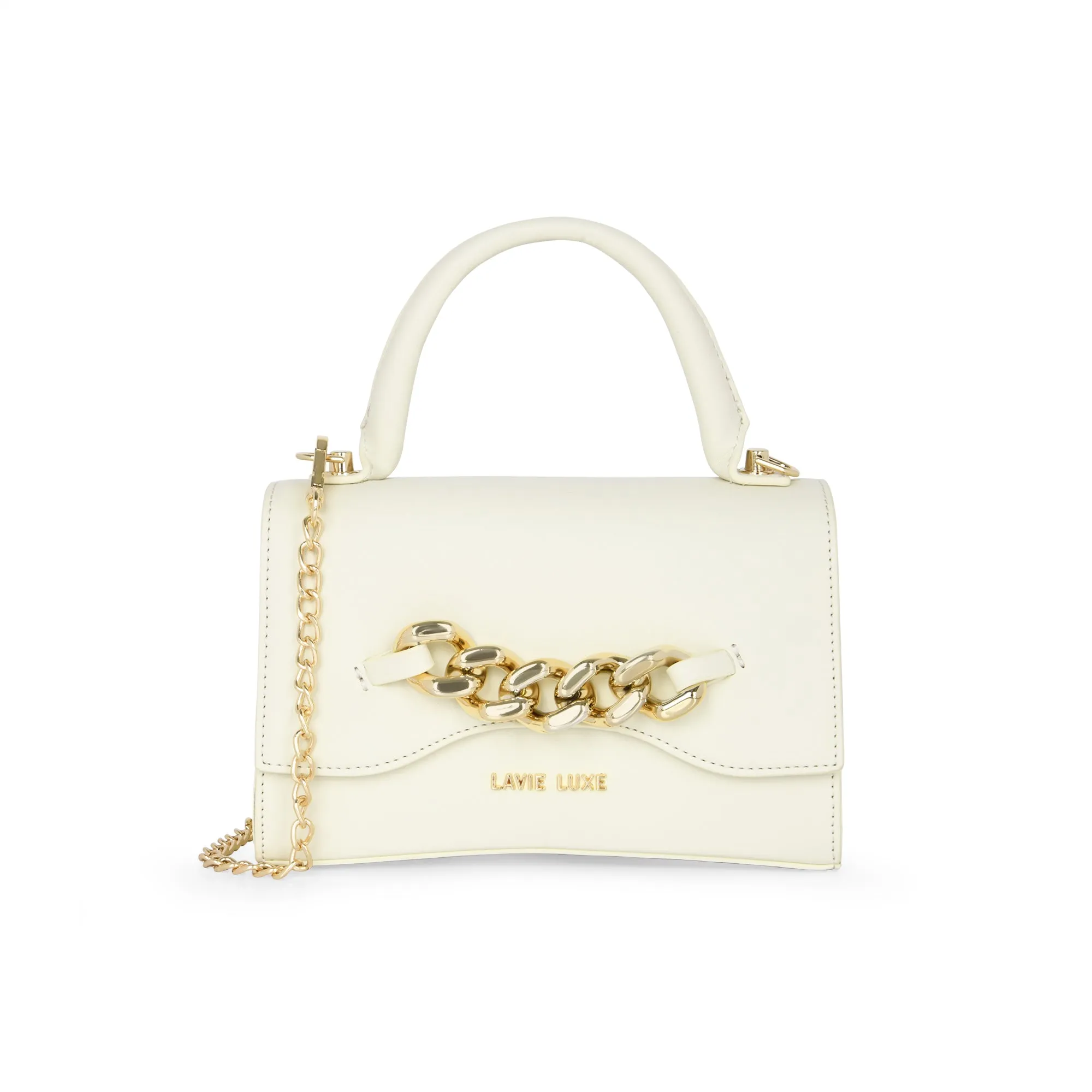 Lavie Luxe Off White Small Women's Chain Flap Sling Bag
