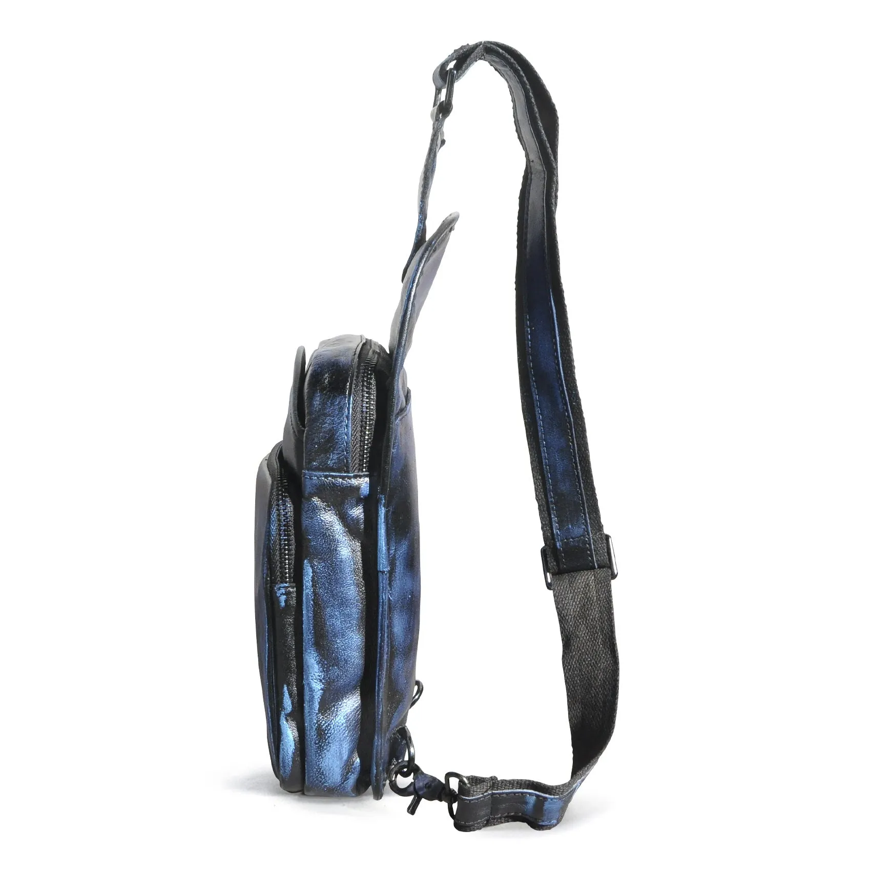 Leather Chest Bag For Men Cool Leather Sling Bag Mens Sling Crossbody Backpack
