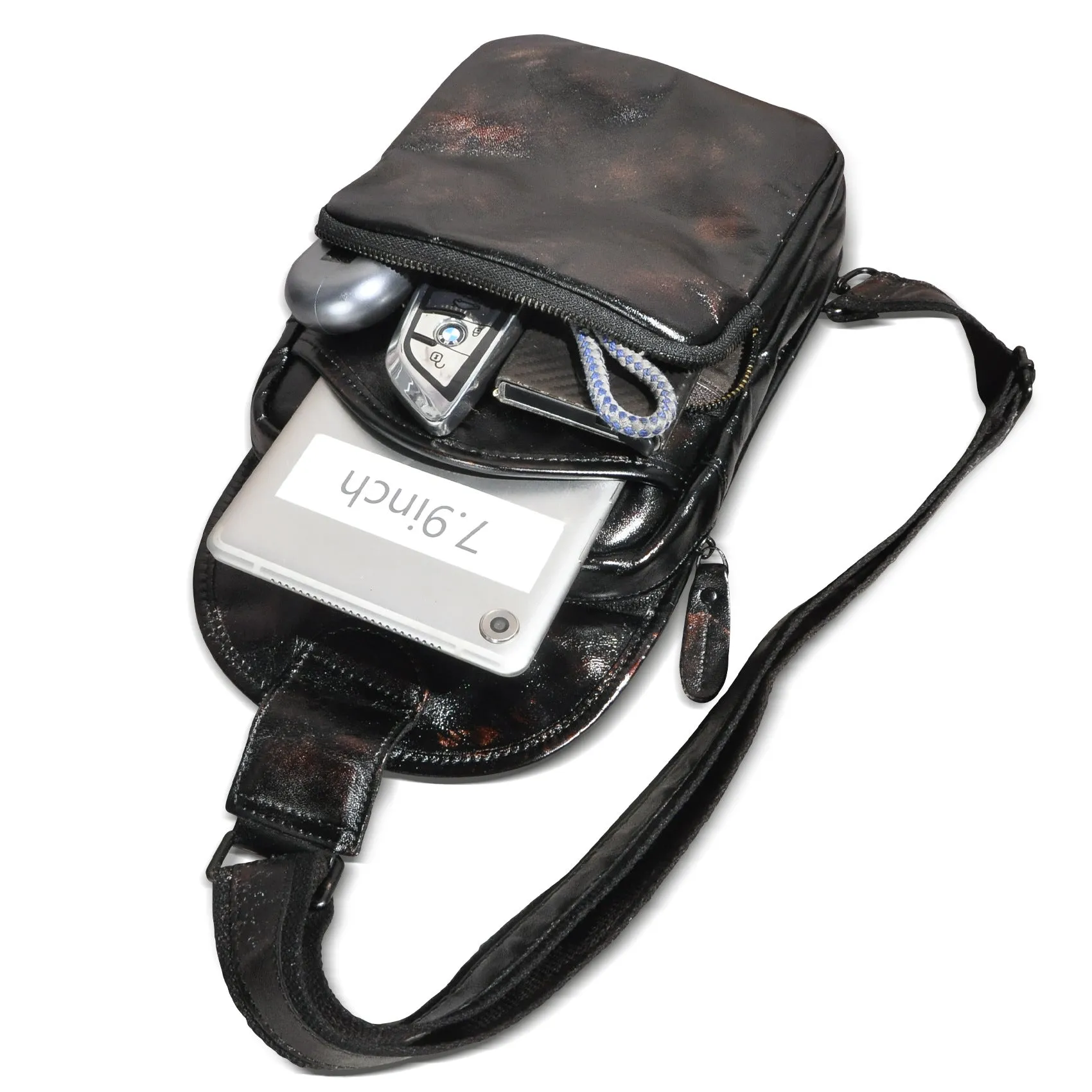 Leather Chest Bag For Men Cool Leather Sling Bag Mens Sling Crossbody Backpack