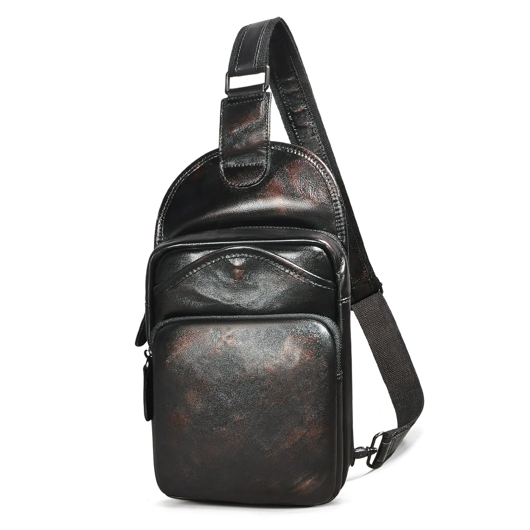 Leather Chest Bag For Men Cool Leather Sling Bag Mens Sling Crossbody Backpack