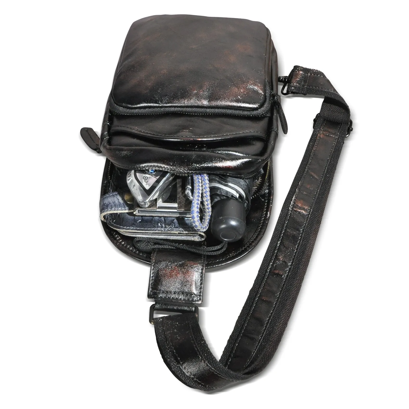 Leather Chest Bag For Men Cool Leather Sling Bag Mens Sling Crossbody Backpack