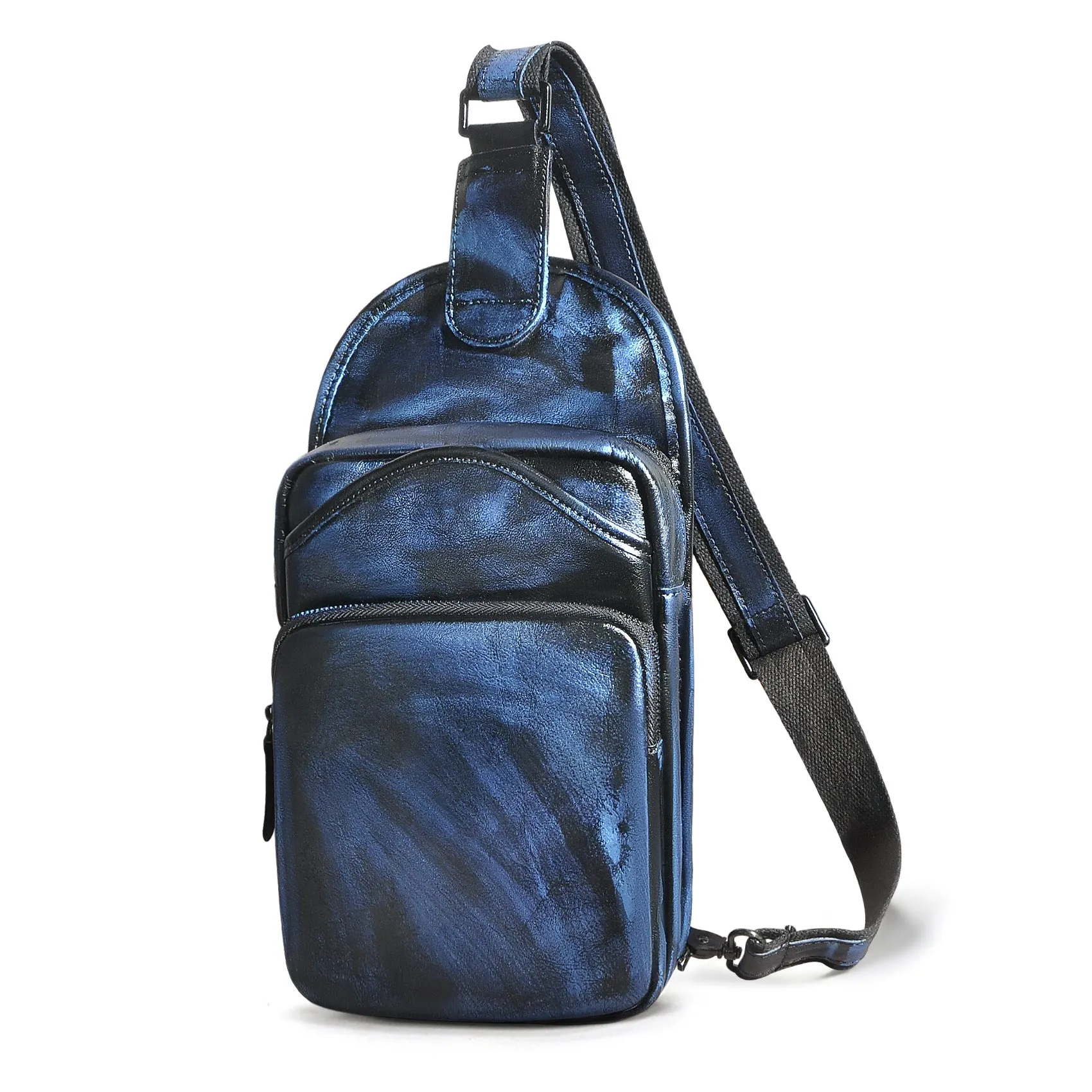 Leather Chest Bag For Men Cool Leather Sling Bag Mens Sling Crossbody Backpack