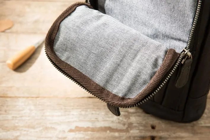 Leather Mens Black Shoulder Sling Backpack Sling Bag Sling Backpack for men