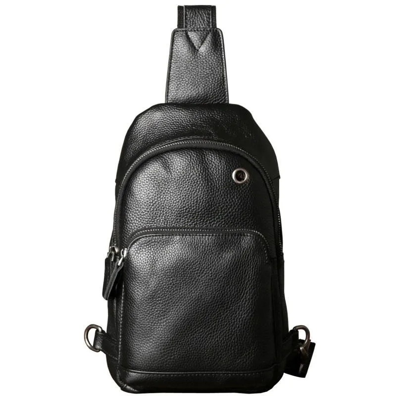 Leather Mens Cool Chest Bag Sling Bag Crossbody Sling Bag Hiking Sling Bag for men