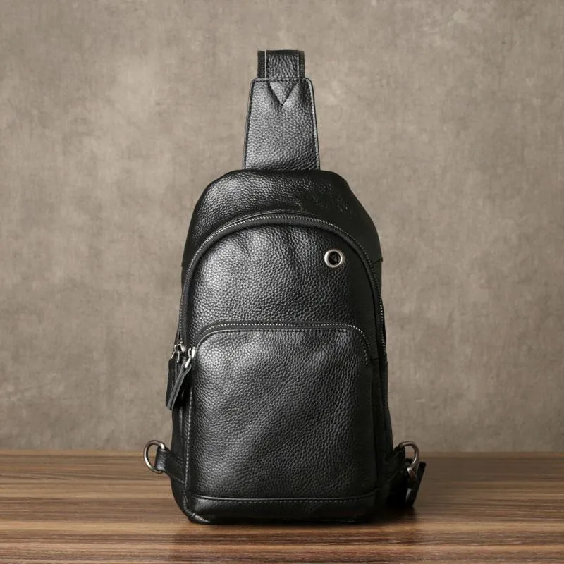 Leather Mens Cool Chest Bag Sling Bag Crossbody Sling Bag Hiking Sling Bag for men