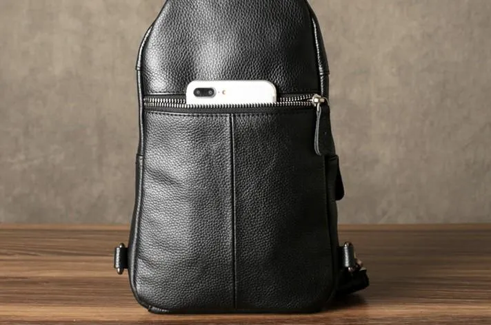Leather Mens Cool Chest Bag Sling Bag Crossbody Sling Bag Hiking Sling Bag for men