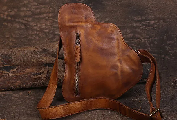 Leather Mens Cool Chest Bag Sling Bag Sling Crossbody Bag Travel Sling Bag for men