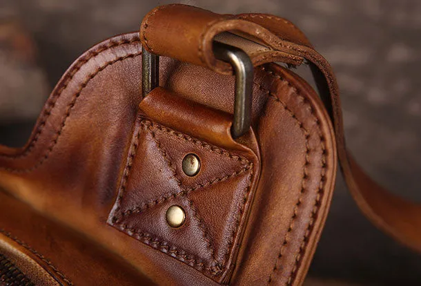 Leather Mens Cool Chest Bag Sling Bag Sling Crossbody Bag Travel Sling Bag for men