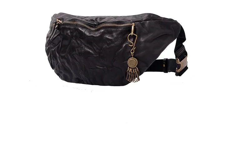 Leather Mens Cool Sling Bag Crossbody Bag Chest Bag Fanny Pack for men