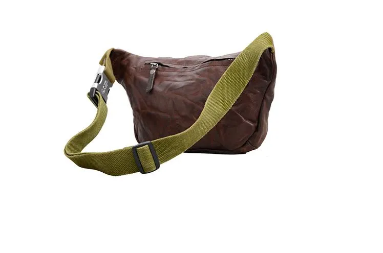 Leather Mens Cool Sling Bag Crossbody Bag Chest Bag Fanny Pack for men