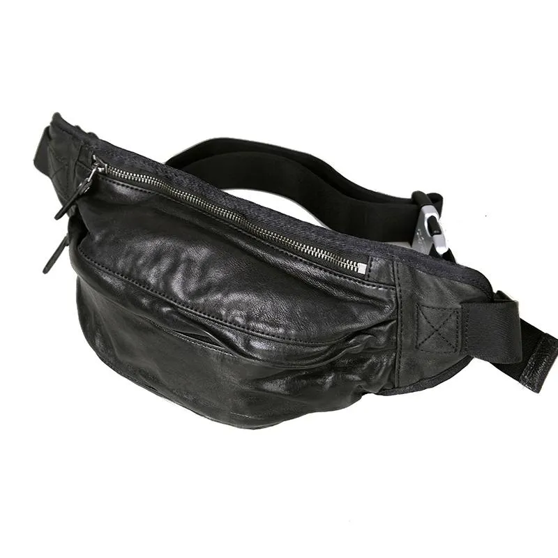 Leather Mens Cool Sling Bag Crossbody Bag Chest Bag Fanny Pack for men