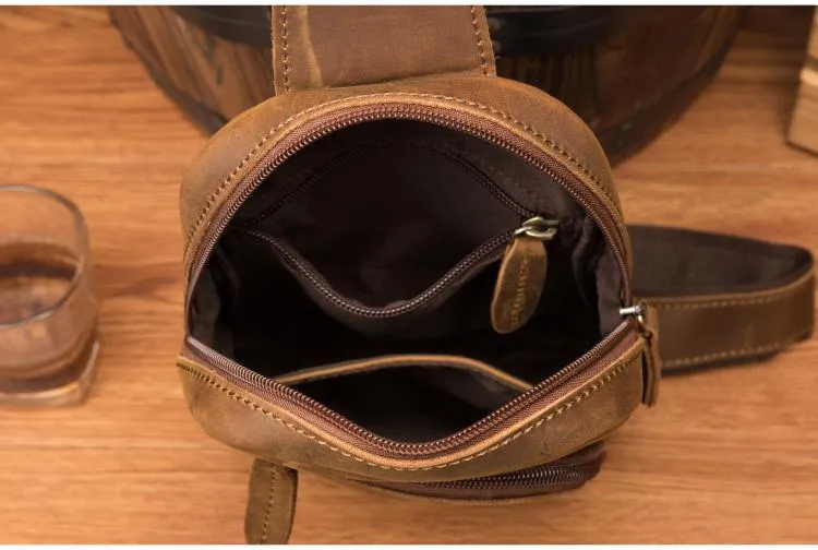 Leather Mens Cool Sling Bag Crossbody Bag Chest Bag for men