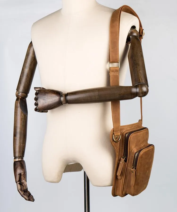 Leather Mens Cool Sling Bag Crossbody Bag Chest Bag for men