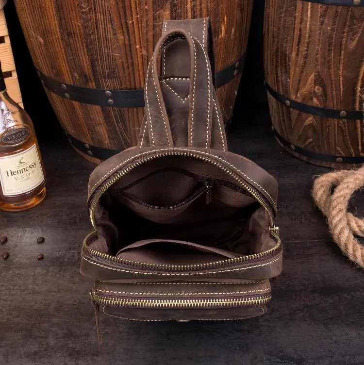 Leather Mens Cool Sling Bag Crossbody Bag Chest Bag for men