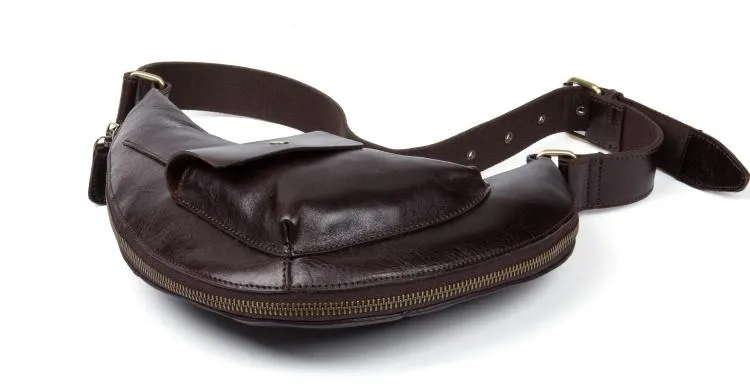 Leather Mens Cool Sling Bag Crossbody Bag Chest Bag for men