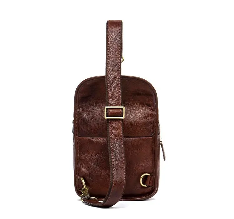 Leather Mens Cool Sling Bag Crossbody Bag Chest Bag for men