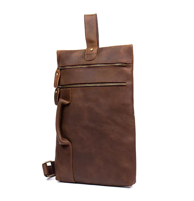 Leather Mens Cool Sling Bag Crossbody Bag Chest Bag for men