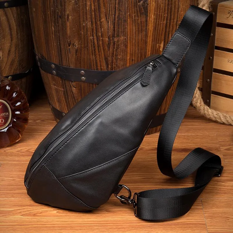 Leather Mens Cool Sling Bag Crossbody Bag Chest Bag for men