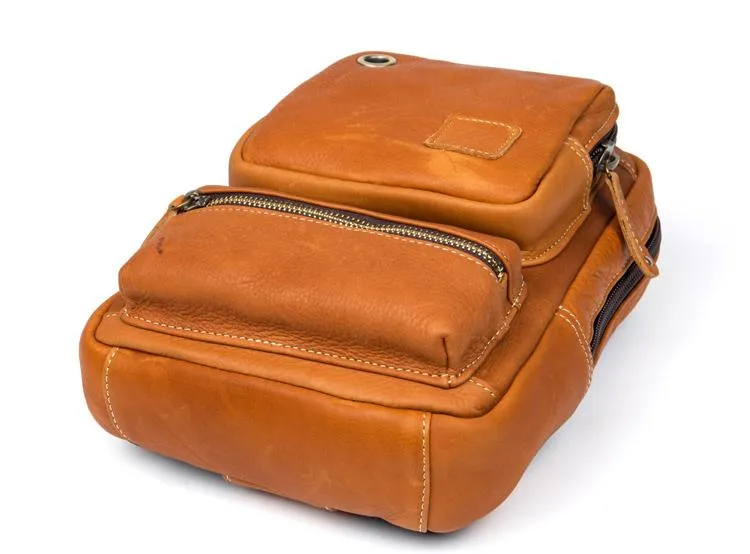 Leather Mens Cool Sling Bag Crossbody Bag Chest Bag for men