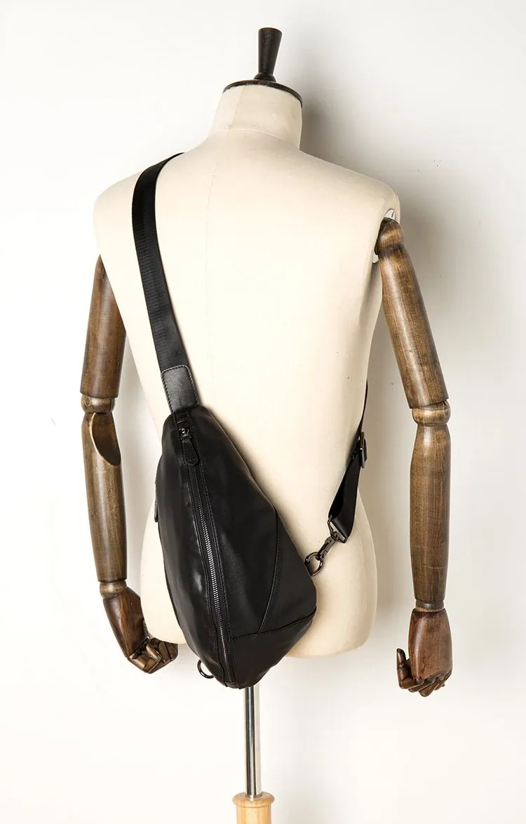 Leather Mens Cool Sling Bag Crossbody Bag Chest Bag for men