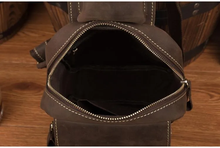 Leather Mens Cool Sling Bag Crossbody Bag Chest Bag for men