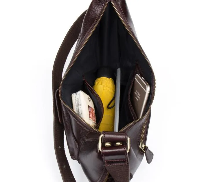Leather Mens Cool Sling Bag Crossbody Bag Chest Bag for men