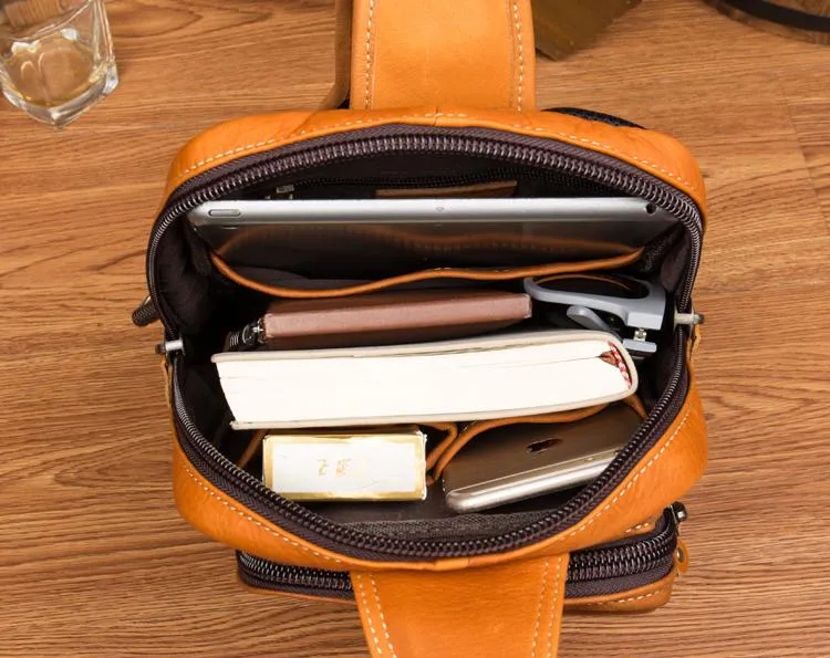 Leather Mens Cool Sling Bag Crossbody Bag Chest Bag for men