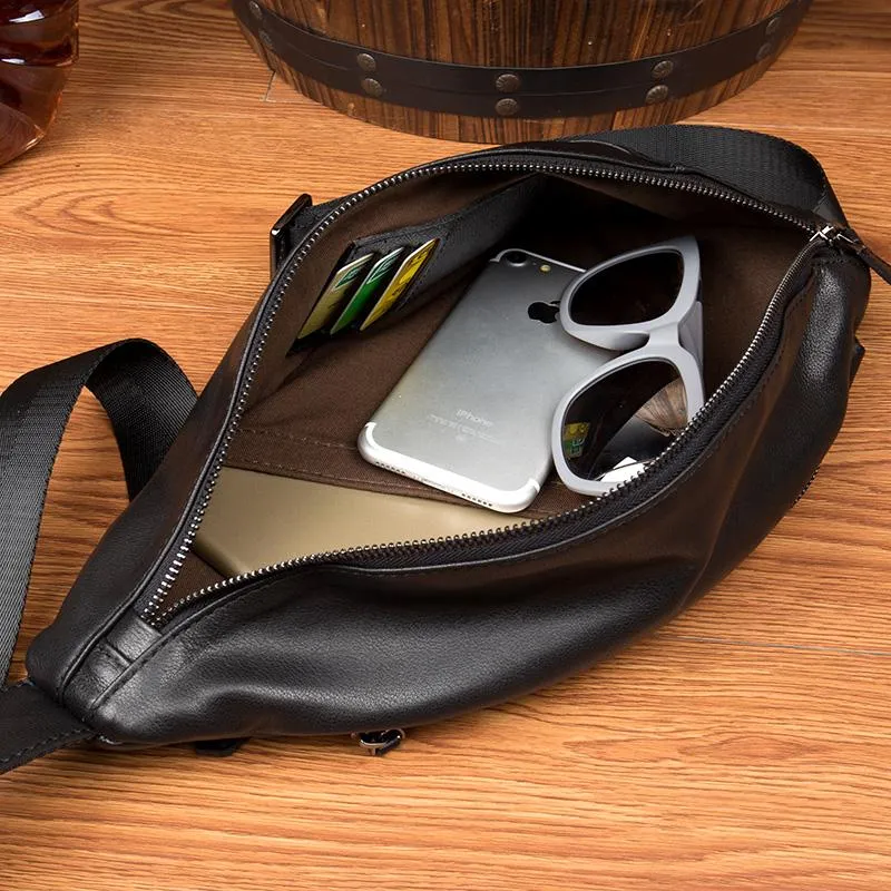 Leather Mens Cool Sling Bag Crossbody Bag Chest Bag for men