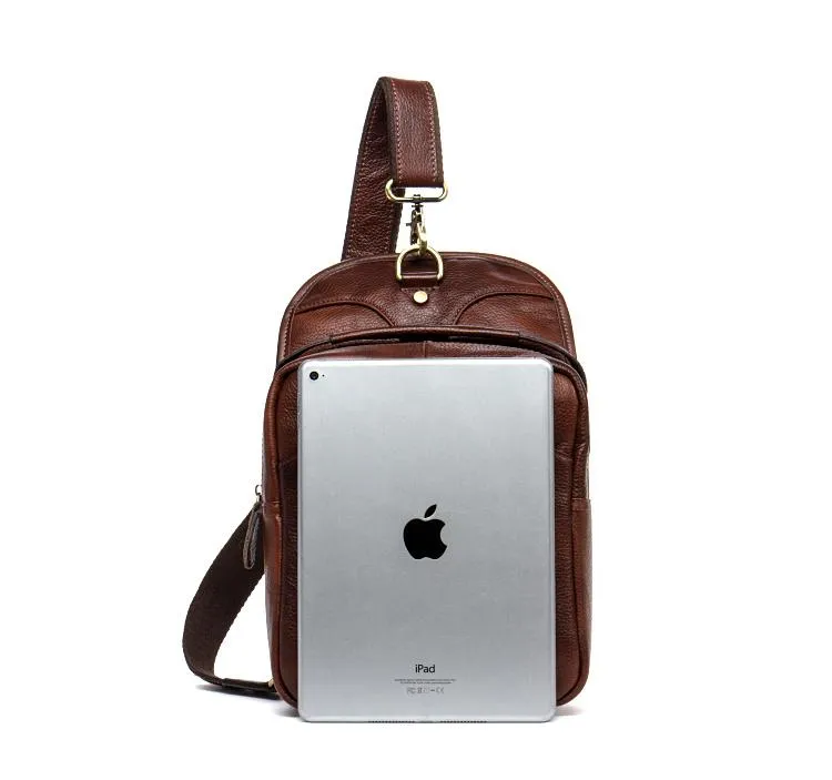 Leather Mens Cool Sling Bag Crossbody Bag Chest Bag for men
