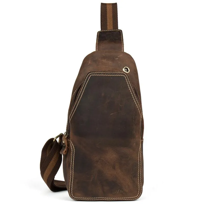 Leather Mens Cool Sling Bag Crossbody Bag Chest Bag for men