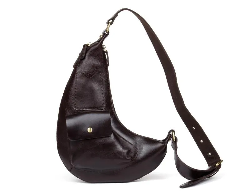 Leather Mens Cool Sling Bag Crossbody Bag Chest Bag for men
