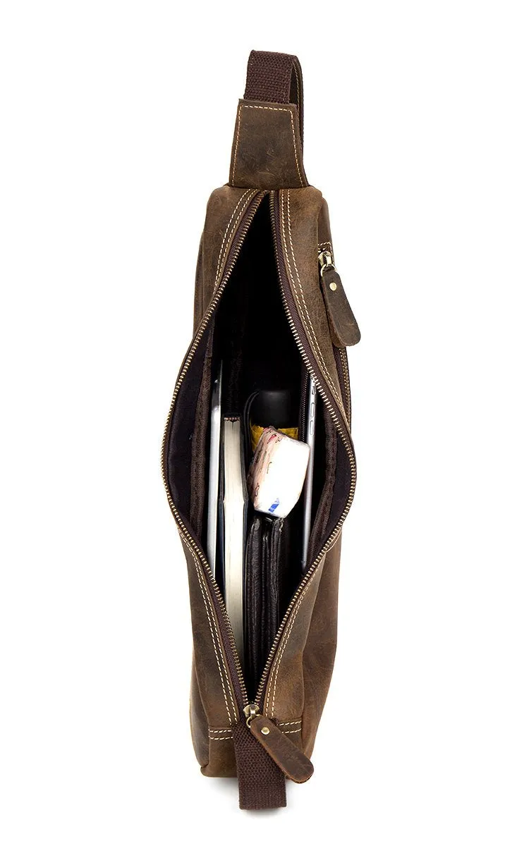 Leather Mens Cool Sling Bag Crossbody Bag Chest Bag for men
