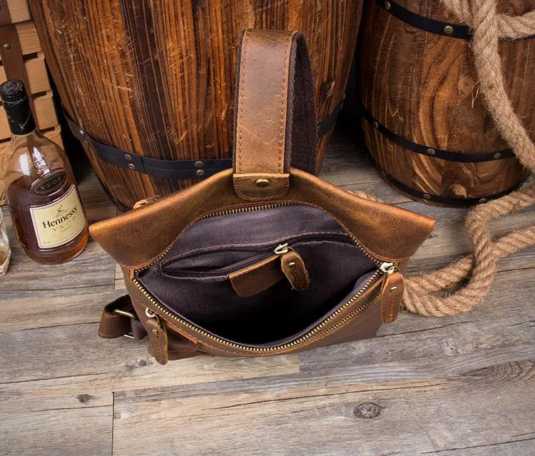 Leather Mens Cool Sling Bag Crossbody Bag Chest Bag for men