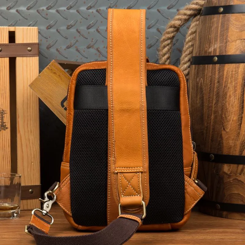 Leather Mens Cool Sling Bag Crossbody Bag Chest Bag for men