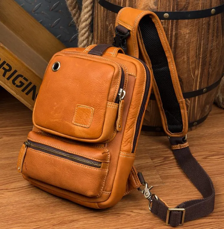 Leather Mens Cool Sling Bag Crossbody Bag Chest Bag for men