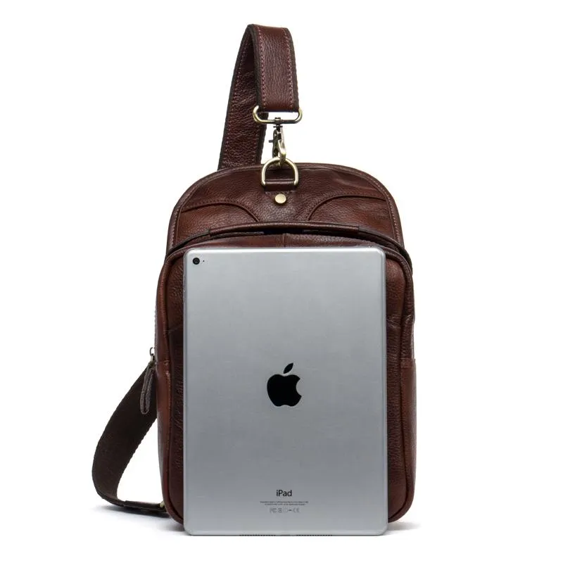 Leather Mens Cool Sling Bag Crossbody Bag Chest Bag for men