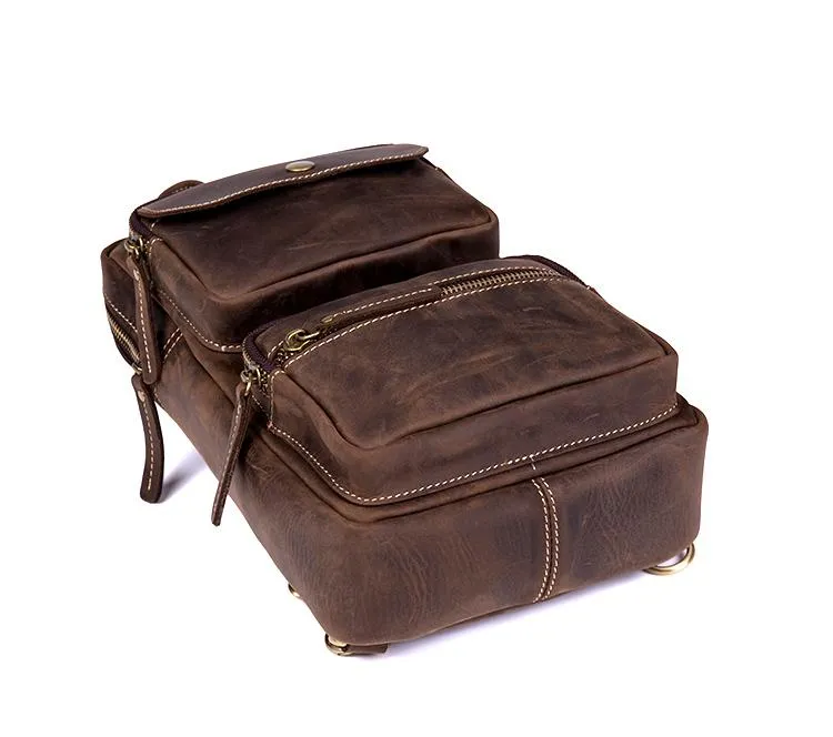 Leather Mens Cool Sling Bag Crossbody Bag Chest Bag for men