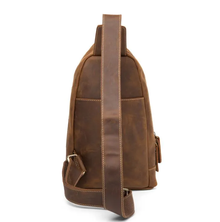 Leather Mens Cool Sling Bag Crossbody Bag Chest Bag for men