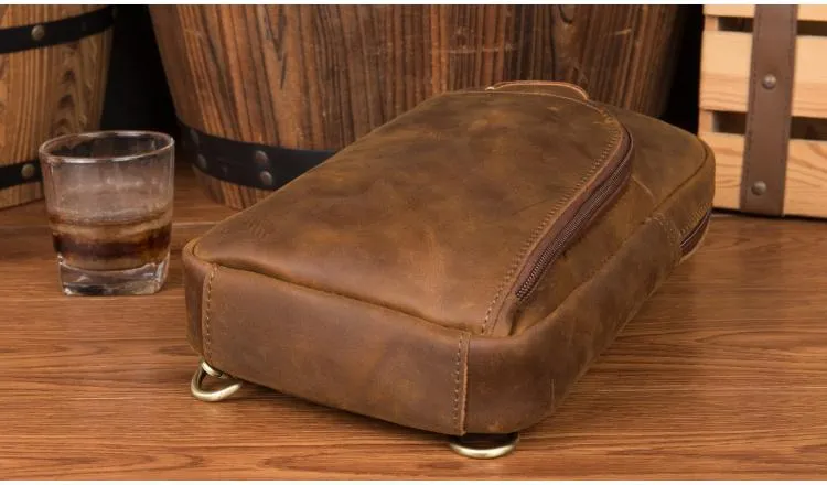 Leather Mens Cool Sling Bag Crossbody Bag Chest Bag for men