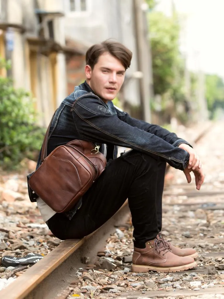 Leather Mens Cool Sling Bag Crossbody Bag Chest Bag for men