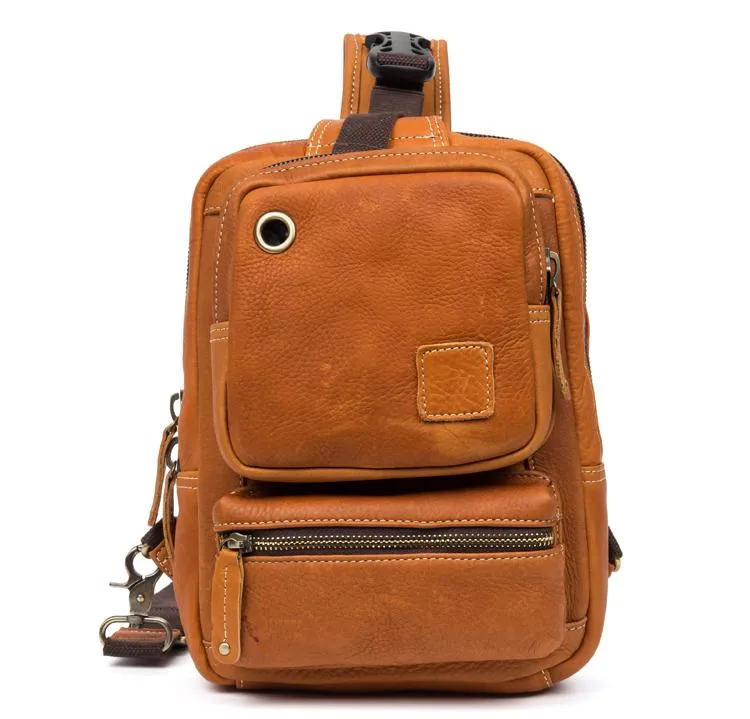 Leather Mens Cool Sling Bag Crossbody Bag Chest Bag for men