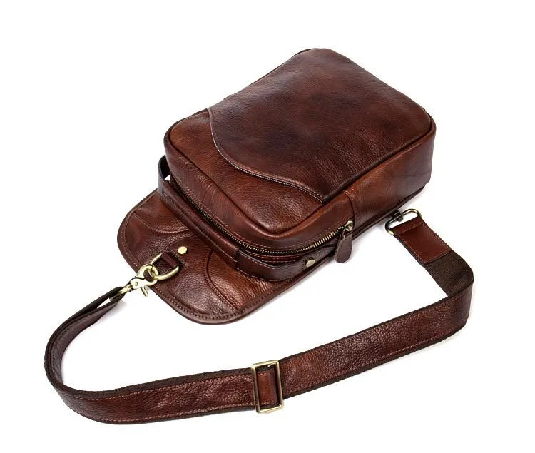 Leather Mens Cool Sling Bag Crossbody Bag Chest Bag for men