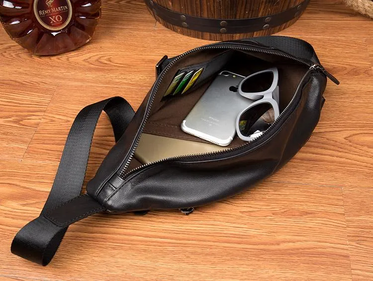 Leather Mens Cool Sling Bag Crossbody Bag Chest Bag for men
