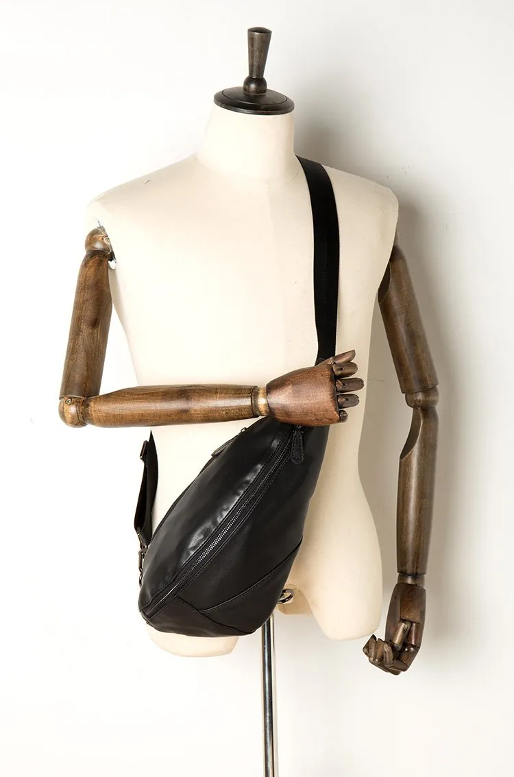Leather Mens Cool Sling Bag Crossbody Bag Chest Bag for men