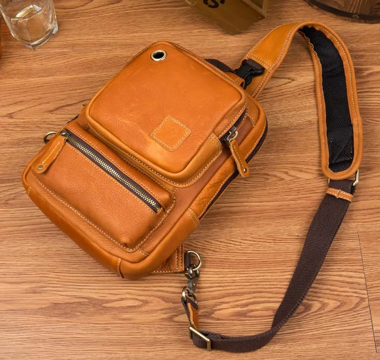 Leather Mens Cool Sling Bag Crossbody Bag Chest Bag for men